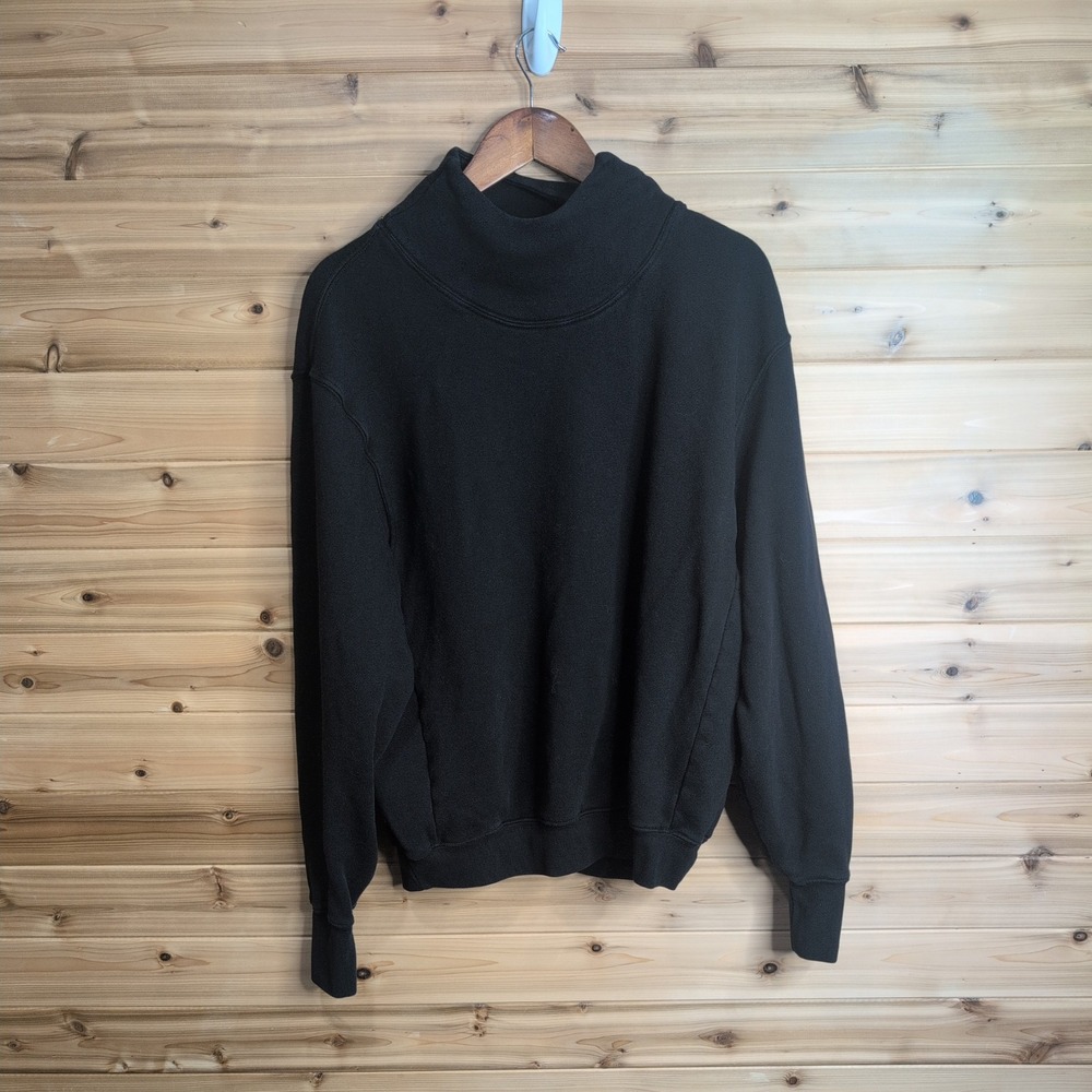 Joah Brown Black Oversized Turtleneck Sweatshirt One Size Made in USA Cotton